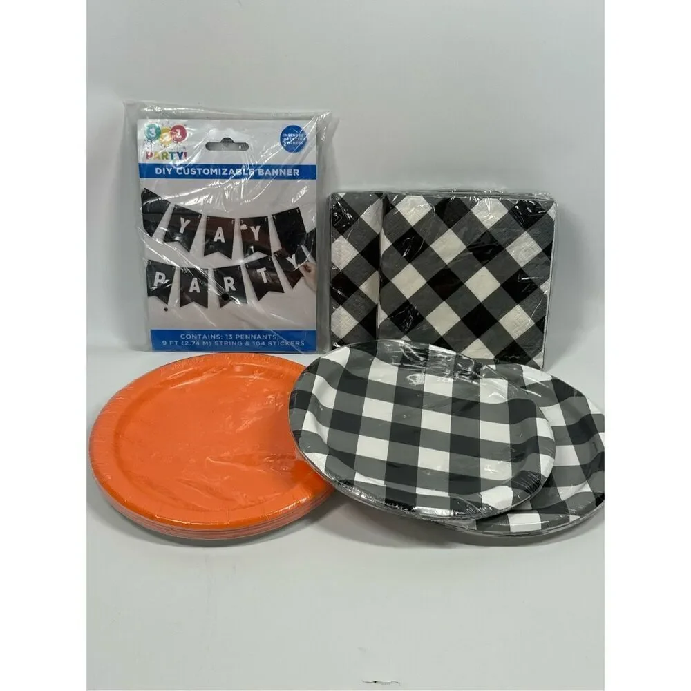 D3 Party Decorations- 6 piece banner, plates and napkins